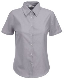 Fruit of the Loom, Ladies Short Sleeve Oxford Shirt, women's oxford shirt, oxford gray, 2XL