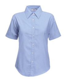Fruit of the Loom, Ladies Short Sleeve Oxford Shirt, Women's Oxfor Shirt, Oxford Blue, XL