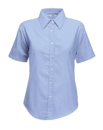 Fruit of the Loom, Ladies Short Sleeve Oxford Shirt, Women's Oxfor Shirt, Oxford Blue, XL