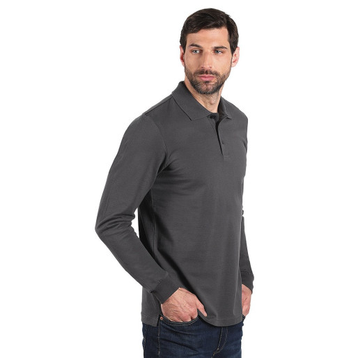 AZZURRO II LSL, pamučna polo majica dugih rukava, 180 g/m2, tamno siva