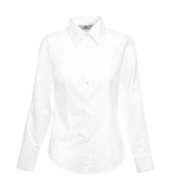 Fruit of the Loom, Ladies LS Oxford Shirt, women's oxford long sleeve shirt, white, L