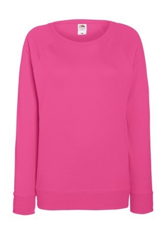 Fruit of the Loom, Ladies Raglan Sweat, women's classic sweatshirt, fuchsia, L