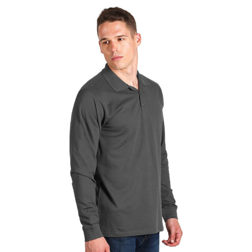 AZZURRO II LSL, long sleeved polo shirt, 180 g/m2, dark gray