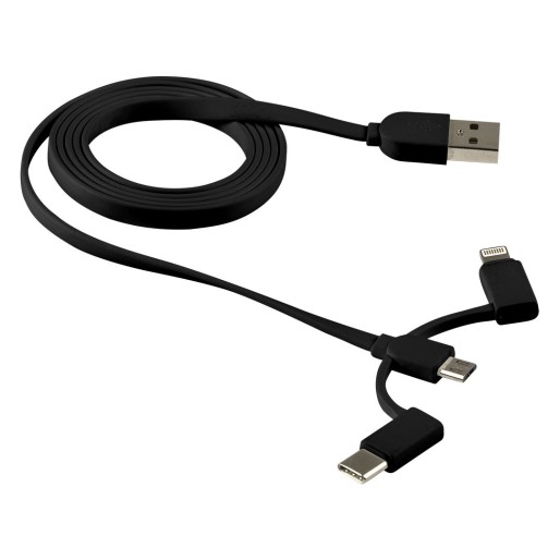 STRADA, usb charging cable 3 in 1, black