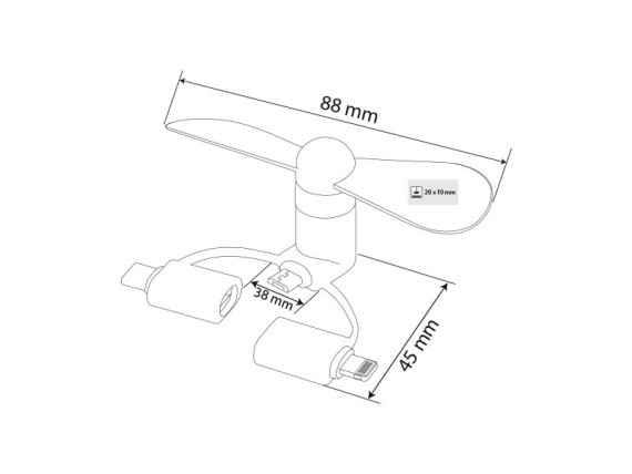 FEN 3in1, usb ventilator 3 u 1, plavi