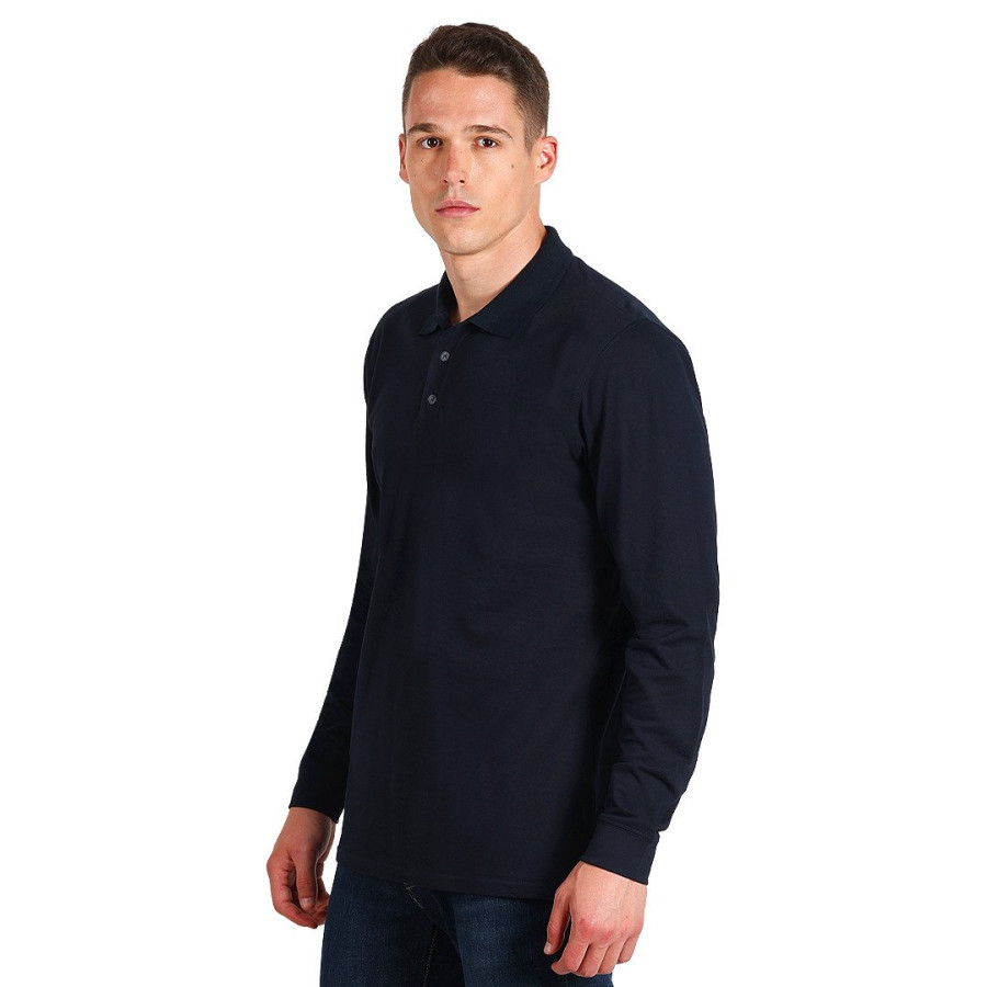 AZZURRO II LSL, long sleeved polo shirt, 180 g/m2, blue