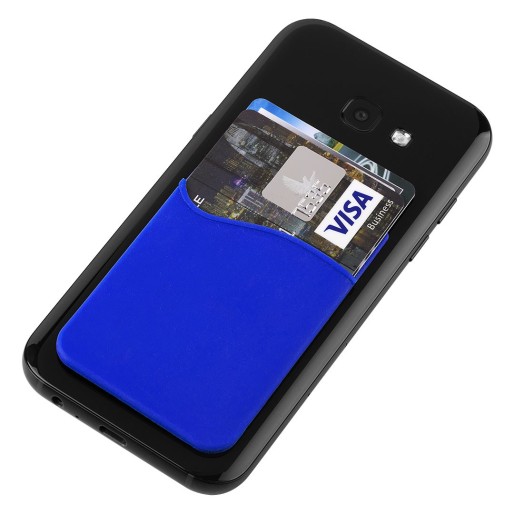 POCKET, silicone card holder for phone, royal blue