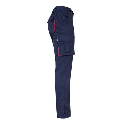 VL FIDES. Two-tone, multi-pocket stretch trousers (240g/m²), in cotton (46%), EME (38%) and polyester (16%)