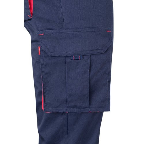 VL FIDES. Two-tone, multi-pocket stretch trousers (240g/m²), in cotton (46%), EME (38%) and polyester (16%)