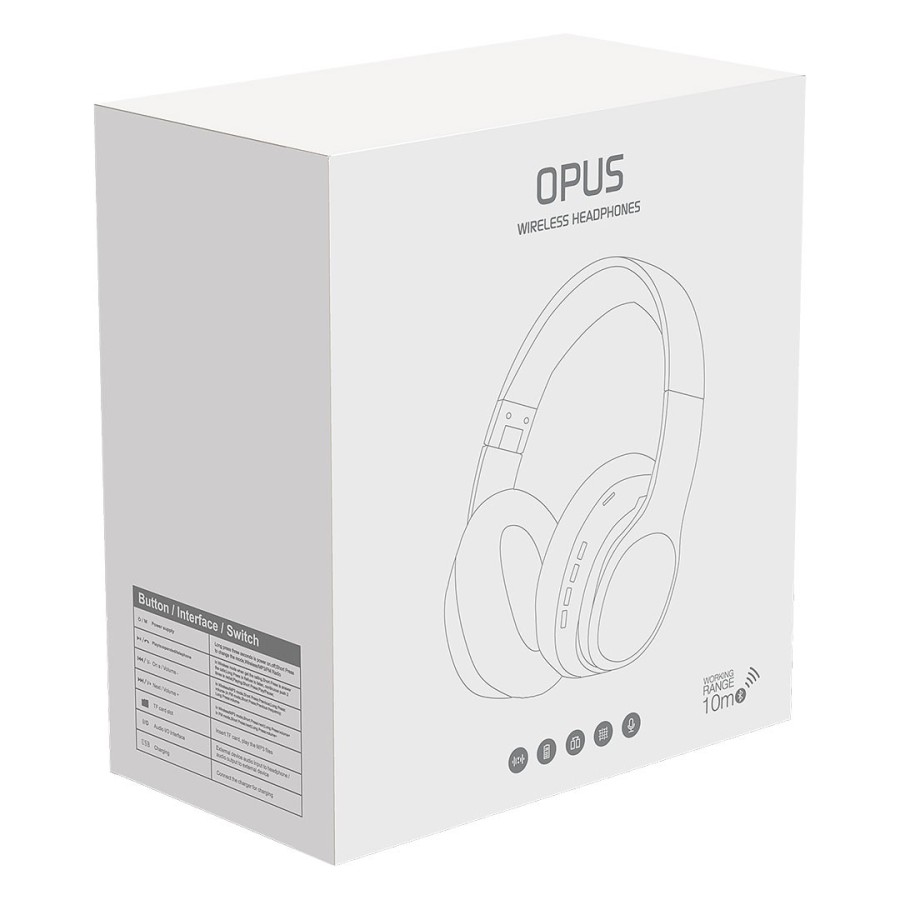 OPUS, foldable bluetooth headphones, white