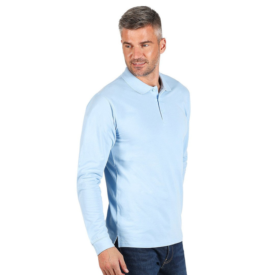 AZZURRO II LSL, pamučna polo majica dugih rukava, 180 g/m2, svetlo plava