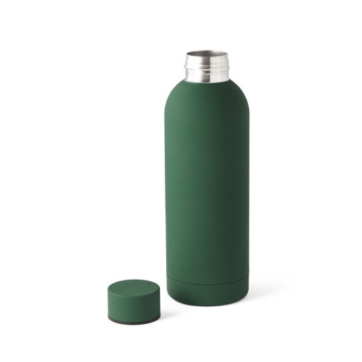 ODIN. Double wall vacuum stainless steel (36% recycled) bottle with rubber coating 550 mL