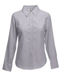 Fruit of the Loom, Ladies LS Oxford Shirt, women's oxford long sleeve shirt, oxford gray, 3XL