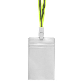 WORKER, id card holder with fluorescent polyester lanyard, neon yellow