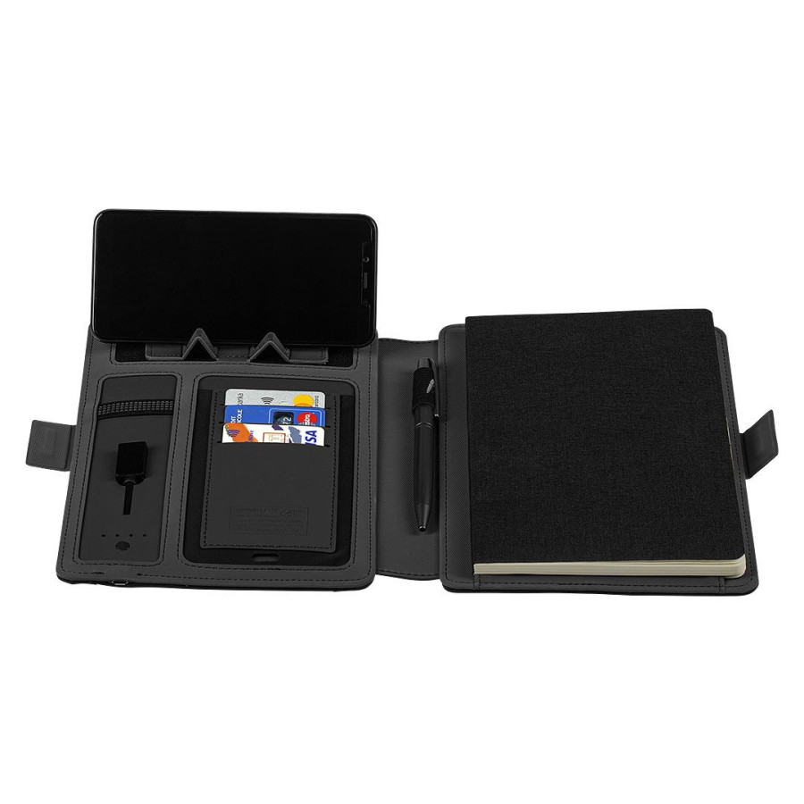 DARWIN, portfolio sa notesom a5 i pomoćnom baterijom 4000 mah, crni