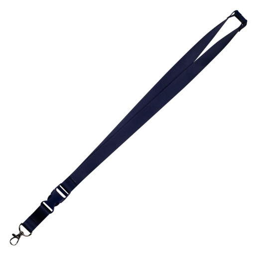 LANY 20 PRO, lanyard for id cards with plastic buckle, 20 mm wide, blue