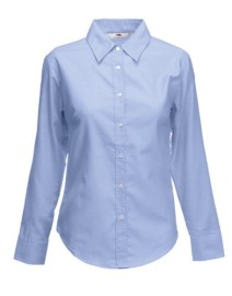 Fruit of the Loom, Ladies LS Oxford Shirt, women's oxford long sleeve shirt, oxford blue, M