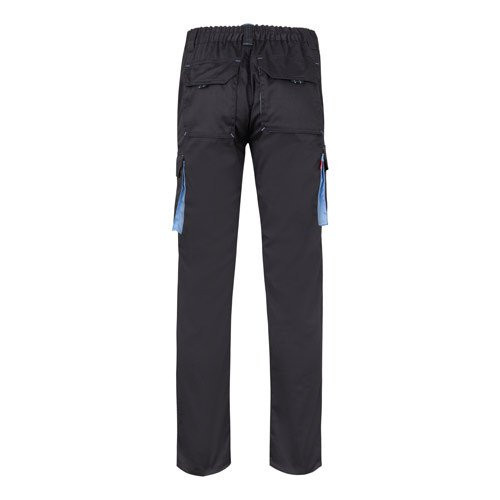 VL FIDES. Two-tone, multi-pocket stretch trousers (240g/m²), in cotton (46%), EME (38%) and polyester (16%)