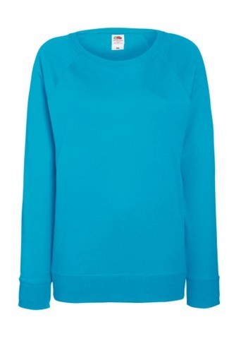 Fruit of the Loom, Ladies Raglan Sweat, women's classic sweatshirt, azure blue, L