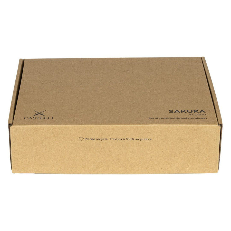 SAKURA, water bottle and two glasses in a gift box, transparent