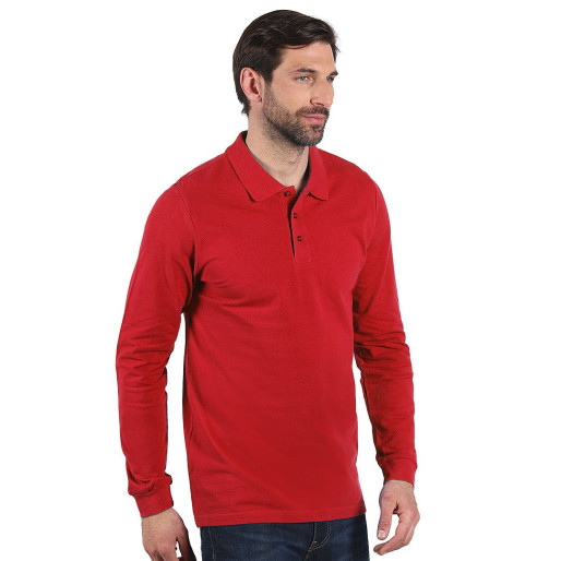 AZZURRO II LSL, pamučna polo majica dugih rukava, 180 g/m2, crvena