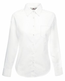 Fruit of the Loom, Ladies LS Poplin Shirt, women's business shirt, white, S