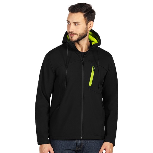 NITRO, duo-color hooded softshell jacket, neon yellow