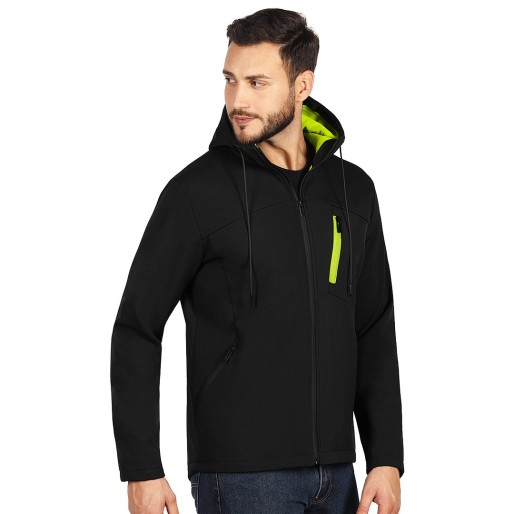 NITRO, duo-color hooded softshell jacket, neon yellow