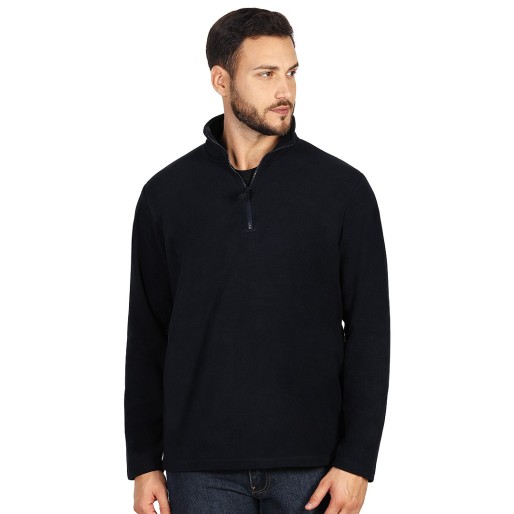 GLECHER ZIP, dukserica od brušenog flisa sa rajsferšlusom do pola, plava