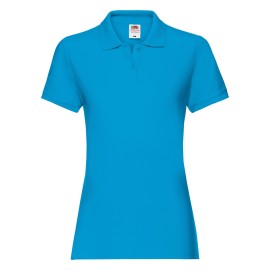 Fruit of the Loom, Ladies Premium Polo, women's premium polo shirt, azure blue, S