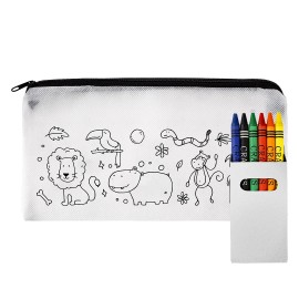 KINDER, pencil case with crayons, white