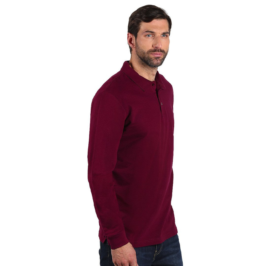 AZZURRO II LSL, long sleeved polo shirt, 180 g/m2, burgundy