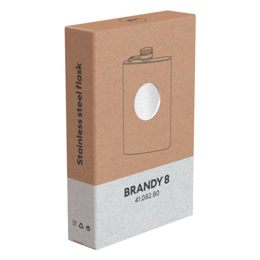 BRANDY 8, metalna pljoska, 230 ml, srebrna