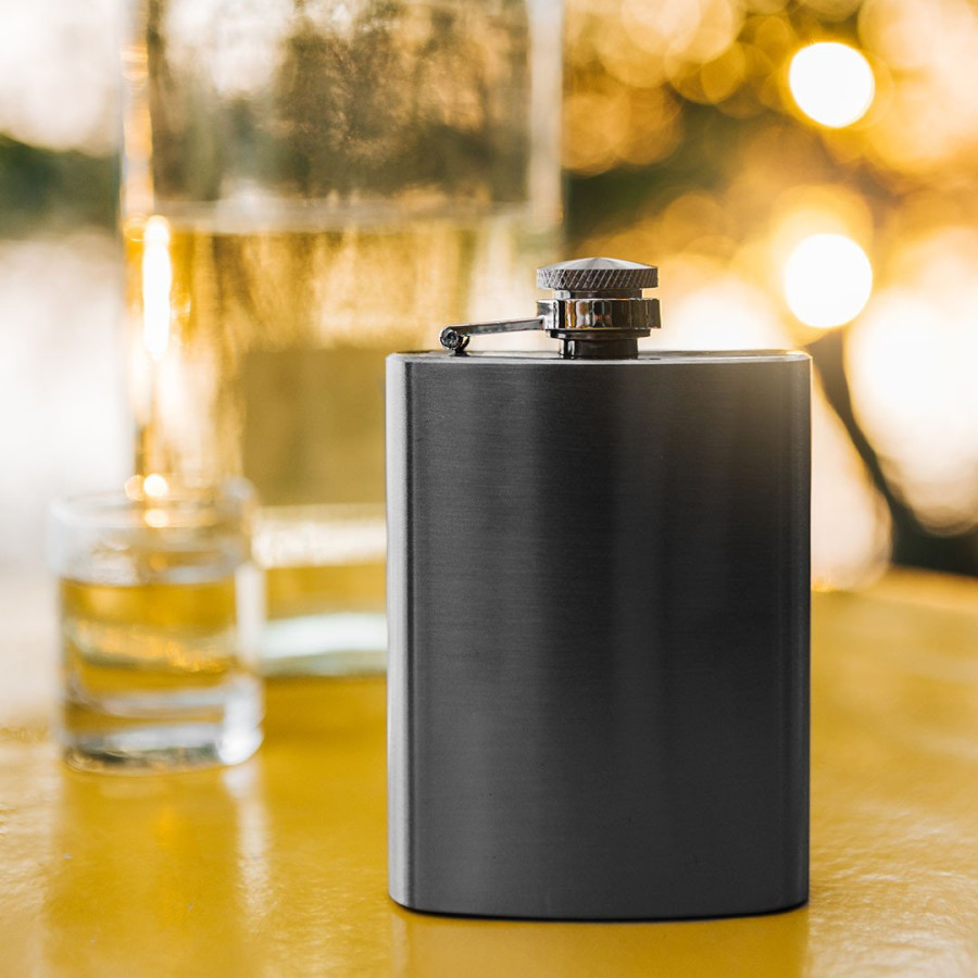 BRANDY 8, metalna pljoska, 230 ml, srebrna