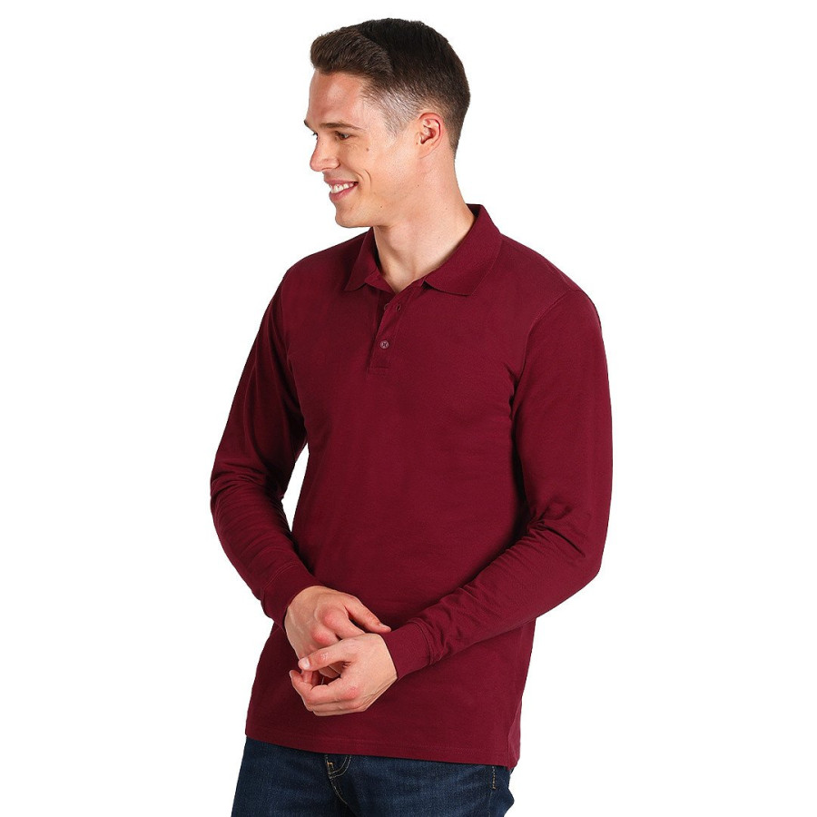 AZZURRO II LSL, long sleeved polo shirt, 180 g/m2, burgundy