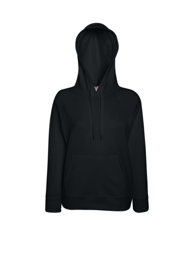 Fruit of the Loom, Ladies Lightweight Hooded Sweat, hooded sweatshirt, black, L