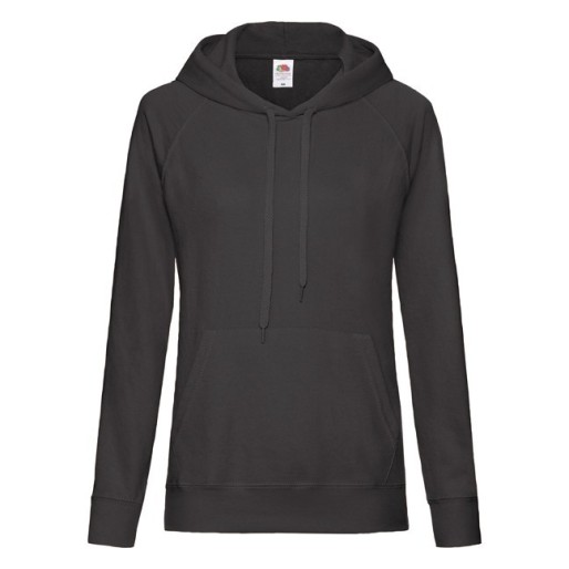 Fruit of the Loom, Ladies Lightweight Hooded Sweat, hooded sweatshirt, black, XL
