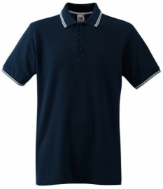 Fruit of the Loom, Premium Tipped Polo, premium two-tone men's polo shirt, black and white, 2XL