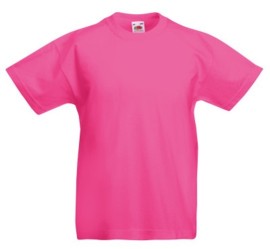 Fruit of the Loom, Original T, children's cotton T-shirt, fuchsia, 7-8