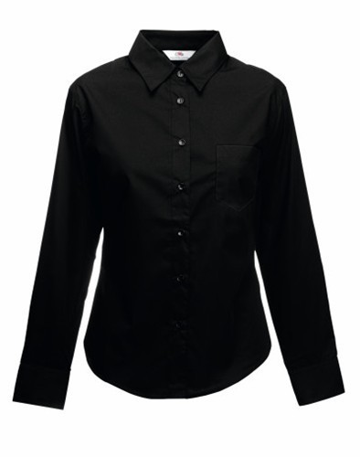 Fruit of the Loom, Ladies LS Poplin Shirt, women's business shirt, black, L