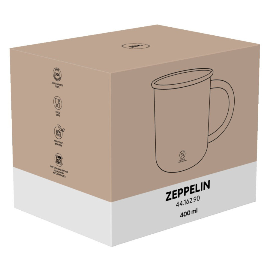 ZEPPELIN, metal mug, 400 ml, white