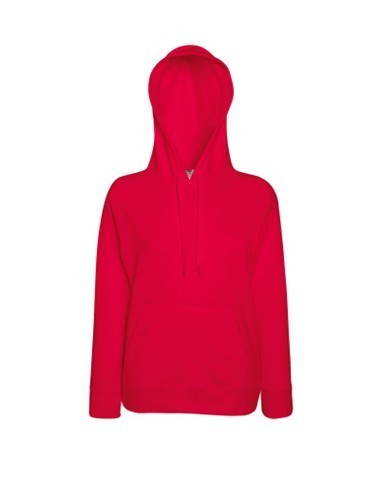 Fruit of the Loom, Ladies Lightweight Hooded Sweat, hooded sweatshirt, red, XS