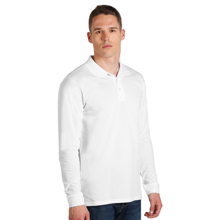 AZZURRO II LSL, pamučna polo majica dugih rukava, 180 g/m2, bela
