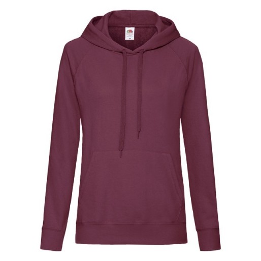 Fruit of the Loom, Ladies Lightweight Hooded Sweat, ženski duks sa kapuljačom, burgundi, S
