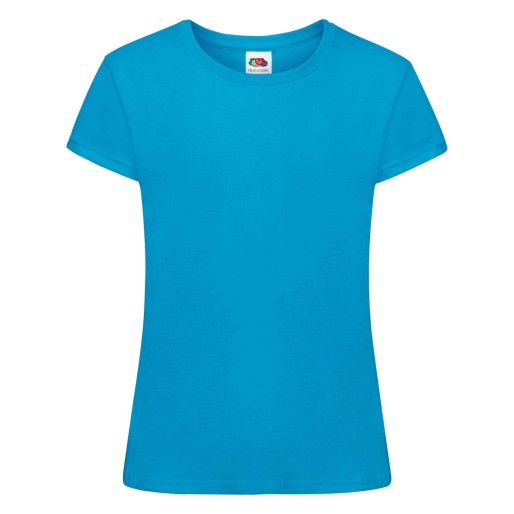 Fruit of the Loom, Sofspun, women's cotton cotton short sleeve t-shirt, azure blue, 3-4