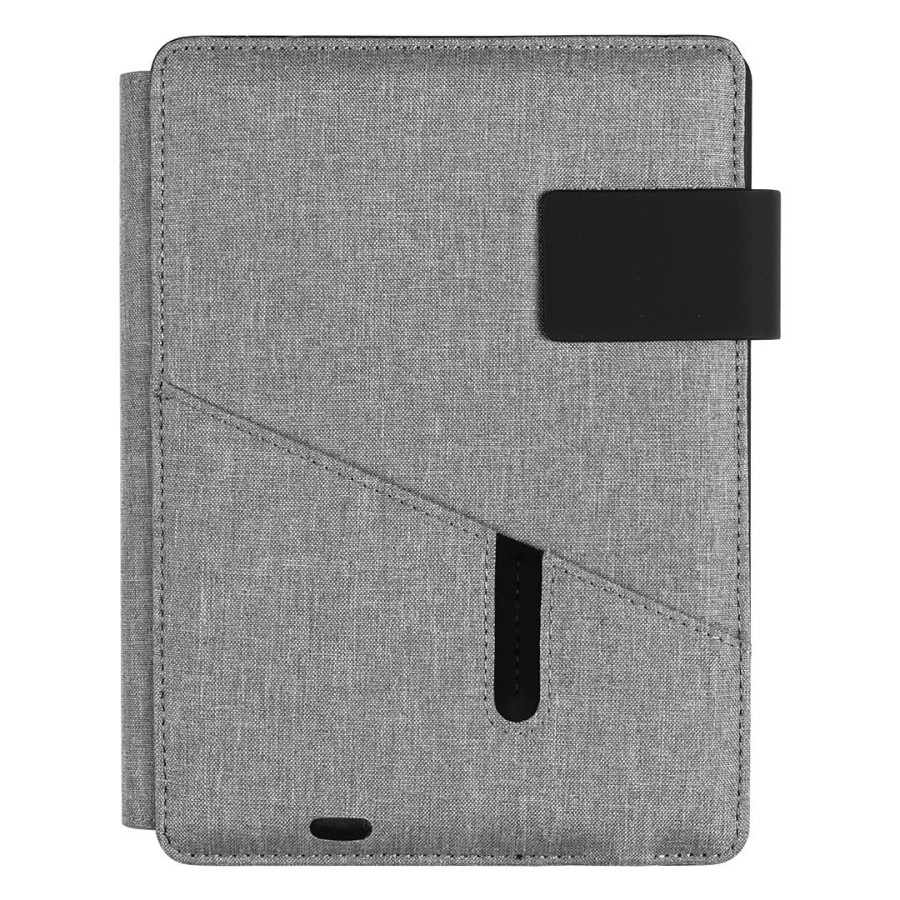 POWER NOTE, portfolio case with a5 notebook and power bank 5000 mah, gray