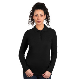 SUNNY LSL, women's long sleeve polo shirt, 180 g/m2, black