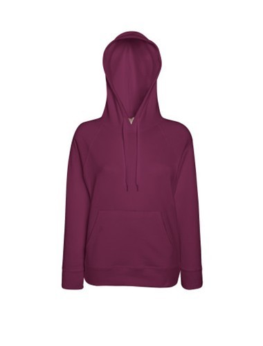 Fruit of the Loom, Ladies Lightweight Hooded Sweat, hooded sweatshirt, burgundy, XL