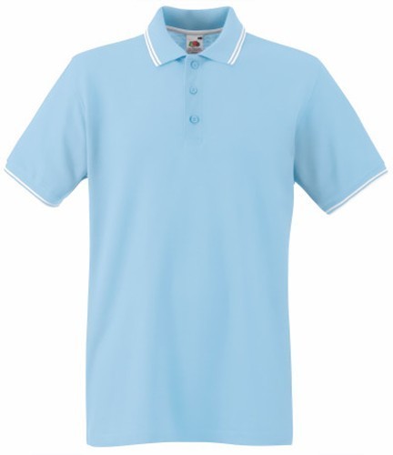 Fruit of the Loom, Premium Tipped Polo, premium two-tone men's polo shirt, light blue - white, L