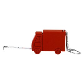 HUGO, plastic key holder with measuring tape, 1 m, red